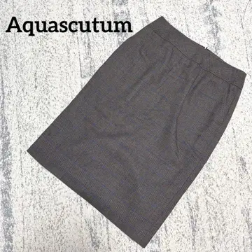[ 아쿠아 스큐텀 ] 스커트 울 체크 그레이 블루 플리츠 레어