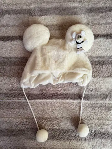 디즈니 미키 귀도리 모자 화이트