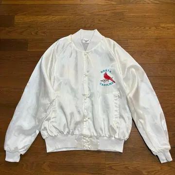 80s 90s USA 노스캐롤라이나 나일론 바시티 자켓 M 화이트 새