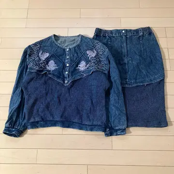 11.26 카비 데님 스커트 셋업 네이비 사이즈 표기 없음