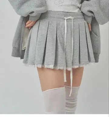 페리큐어 스커트 sweat lace pleats skirt