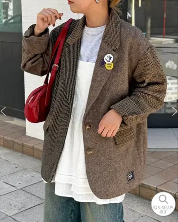 [ 완판 ] 캔뱃지 부착 트위드 테일러드 자켓