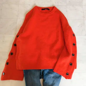 FRAMeWORK 울 캐시미어 블렌드 버튼 슬리브 니트 풀오버