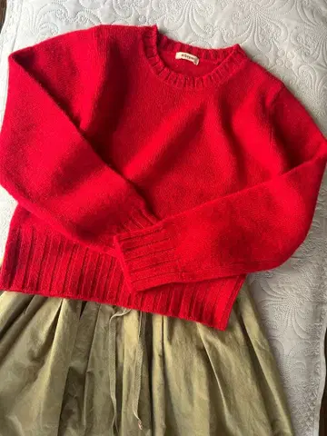 45rpm 빨간색 니트 스웨터 긴팔