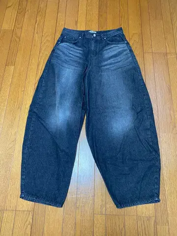 ROFL 다크 데님 와이드 팬츠