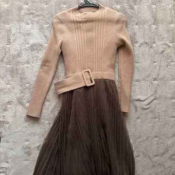 And Couture 니트 원피스 베이지 브라운
