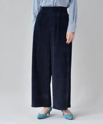 UNTITLED 코듀로이 프론트 턱 와이드 팬츠 7호 네이비
