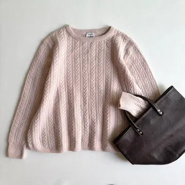 쉽스*해밀턴 울 캐시미어 케이블 니트 핑크