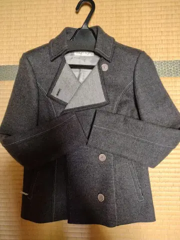 쿠르르 그레이 더블 브레스트 피 코트