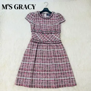 레어 새상품급 M 엠즈 그레이시 트위드 원피스 레드