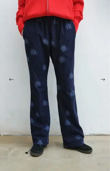 ENZOBLUES 별 패턴 캐주얼 팬츠 S 네이비