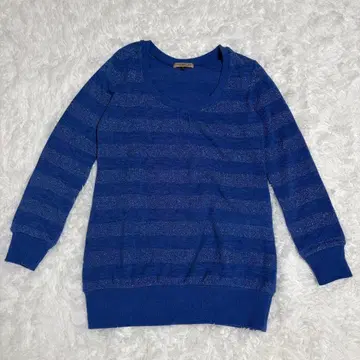 PROPORTION 여성용 긴팔 니트 L 보더 블루 산에이