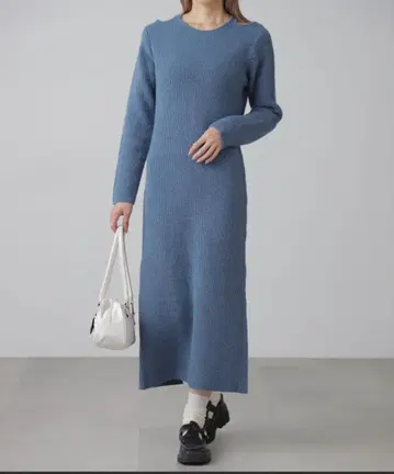 컷 아웃 니트 맥시 원피스