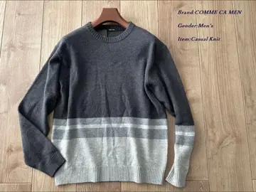 미사용품 꼼사맨 미들 게이지 크루넥 니트 그레이 M 사이즈