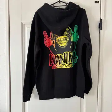 L 사이즈 WANIMA 후드티 원숭이 라스타 블랙 풀오버