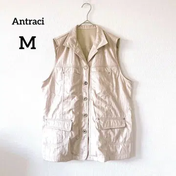 앙트라시 베스트 M 베이지 슬리브리스 플랩 포켓 178