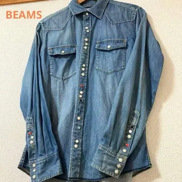 BEAMS 스터드 데님 셔츠 던가리 셔츠 빔즈