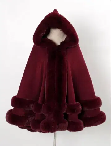 엘레강스 퍼 케이프 코트 와인