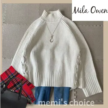 mila owen 알파카 혼방 사이드 레이스업 니트