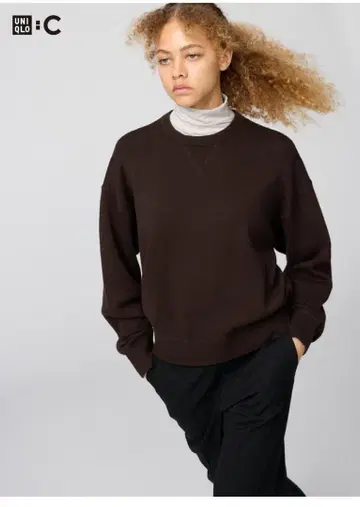 스무스 코튼 크루넥 스웨터 다크 브라운