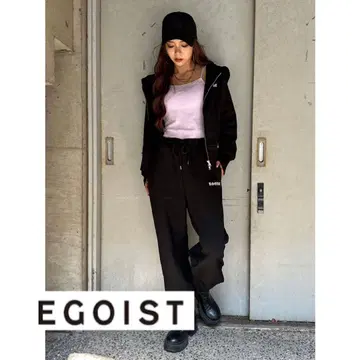 EGOIST 로고 자수 스웨트 팬츠 블랙