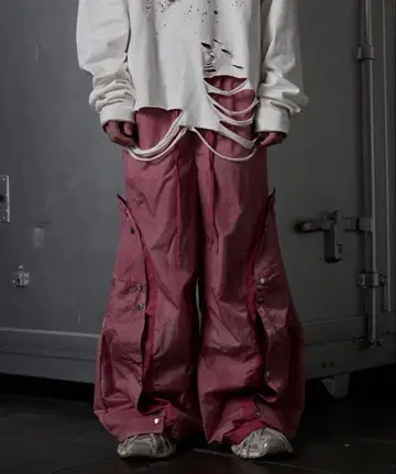 GRANCY 버튼 레이어드 디자인 나일론 팬츠 L