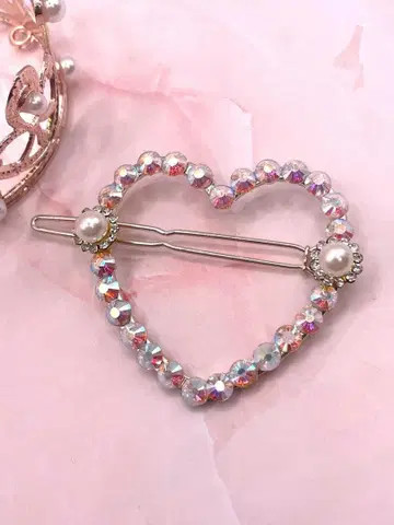 하트형 크리스탈 비즈 브로치