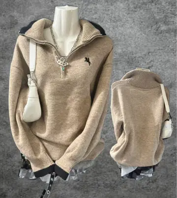 하프 지퍼 니트 00s 락 grunge 다크코어 헤이세이 y2k