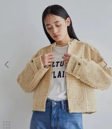 [택 포함] vis 라이더 디테일 트위드 자켓