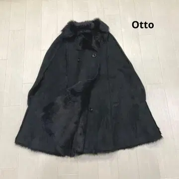 오토 페이크 퍼 무스탕 코트 케이프 블랙