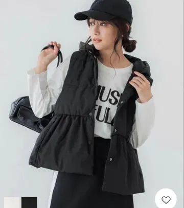 후드 부착 블랙 다운 베스트 M 사이즈