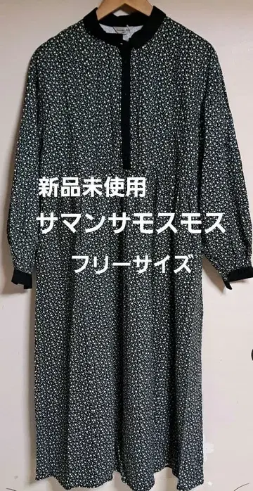 사만사 모스모스 옷깃 배색 미니 꽃무늬 원피스