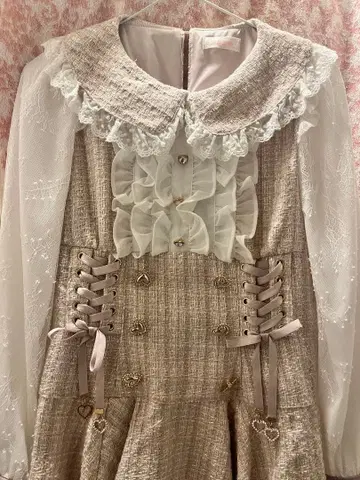 LIZLISA 리즈리사 메시지 리본 트위드 셋업 블루