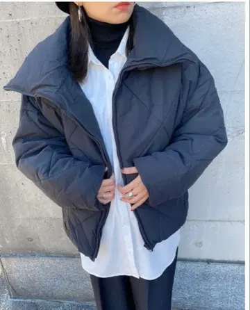 다크 그레이 오버 사이즈 다운 자켓