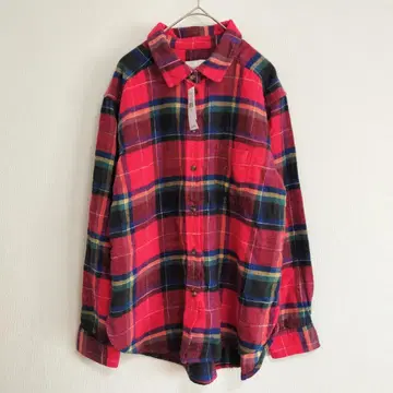 새상품 아메리칸 이글 체크 셔츠 XS 레드 보이프렌드 긴팔