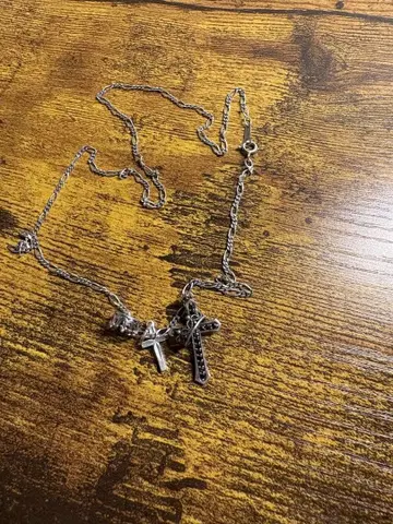 실버 925 목걸이 크로스 크라운 크로스