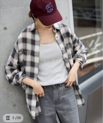 25 SLOBE IENA 비에라 체크 루즈 셔츠