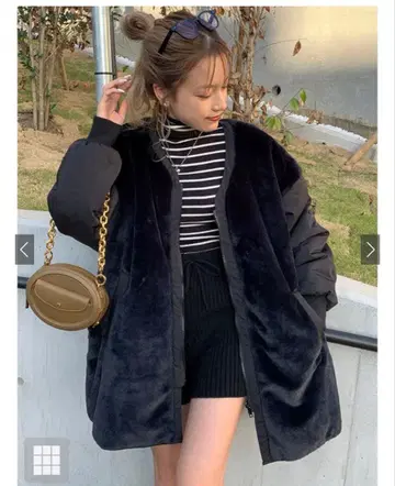 [새상품] GRL(그레일) 퍼 콤비 블루종 kd35