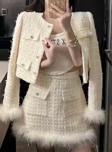 화이트 트위드 셋업