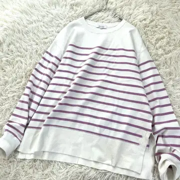 플라스테 보더 오버 사이즈 코튼 니트 티셔츠 풀오버