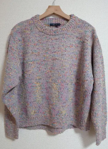 컬러풀 네프 니트 스웨터 긴팔 크루넥