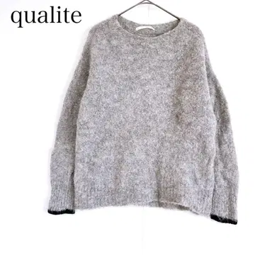 칼리테 알파카 혼방 니트 스웨터 풀오버 보송보송 그레이 긴팔