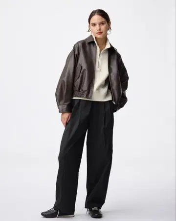 새상품, S, GU, 배럴 레그 풀온 팬츠 Q