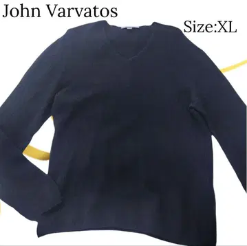 새상품급 John Varvatos 니트 V넥 긴팔 네이비 캐시미어