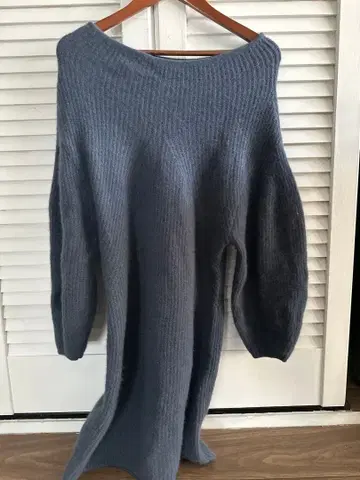 SNIDEL 스나이달 오프숄더 그레이 블루 니트 원피스