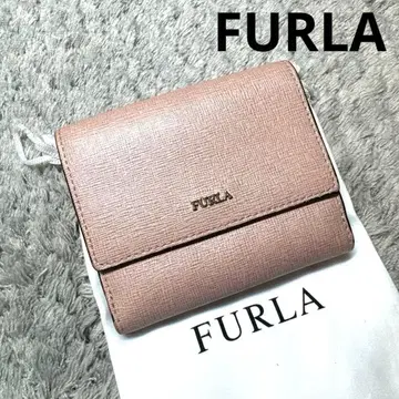 FURLA 훌라 이단 접이식 지갑 가죽 핑크 보관 주머니 포함