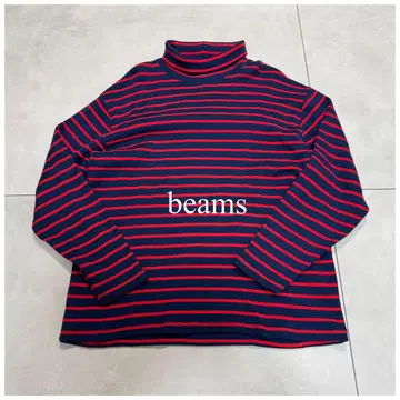 [ BEAMS+ ] 네이비/레드 스트라이프 긴팔 티셔츠
