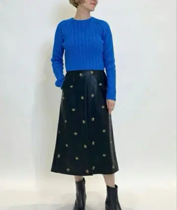 MACPHEE 하이 코튼 케이블 크루넥 니트 숏 기장