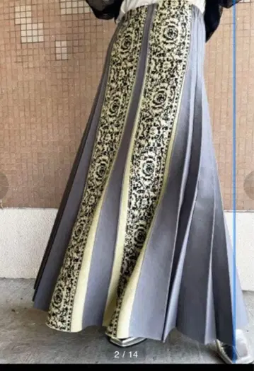 Ameri SIDE PLEATS JACQUARD KNIT SKIRT