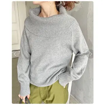 미사용 스픽 앤 스팬 오프숄더 니트 풀오버 그레이